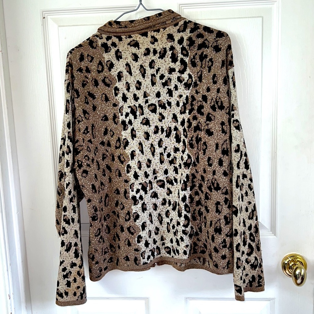 Vintage Lisa Ashley metallic tiger sweater.  Full front zipper.  Size Large. - Picture 2 of 8